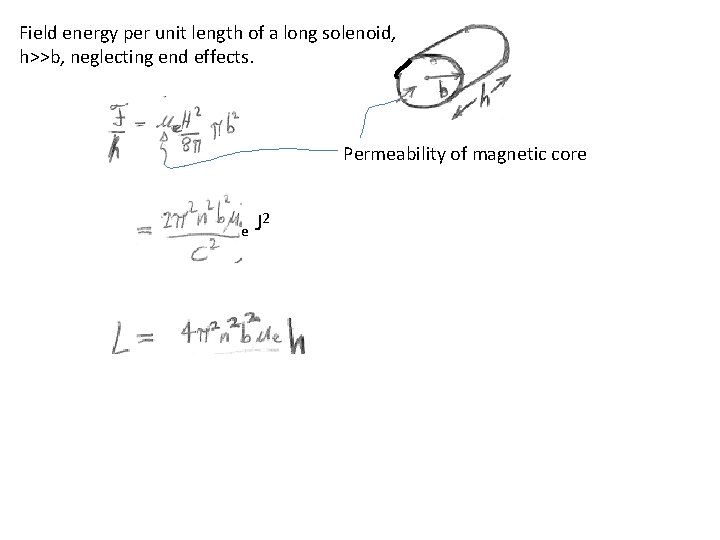 Field energy per unit length of a long solenoid, h>>b, neglecting end effects. Permeability