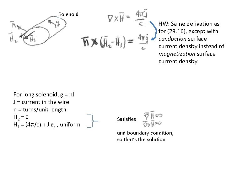 Solenoid HW: Same derivation as for (29. 16), except with conduction surface current density