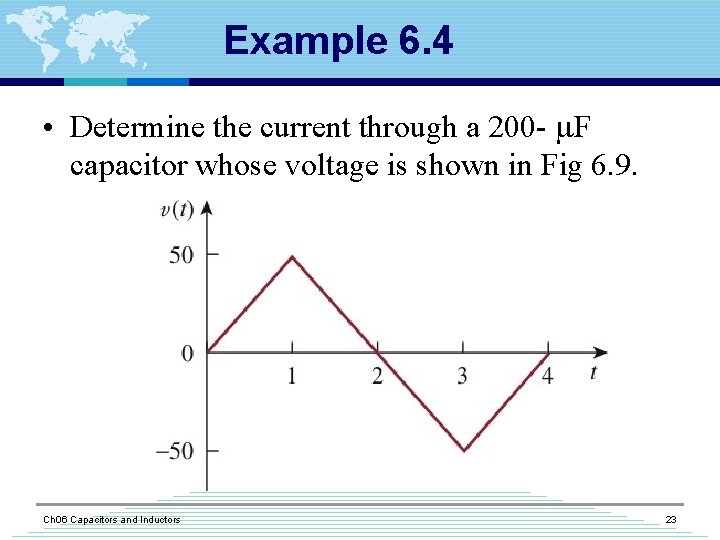 Example 6. 4 • Determine the current through a 200 - F capacitor whose