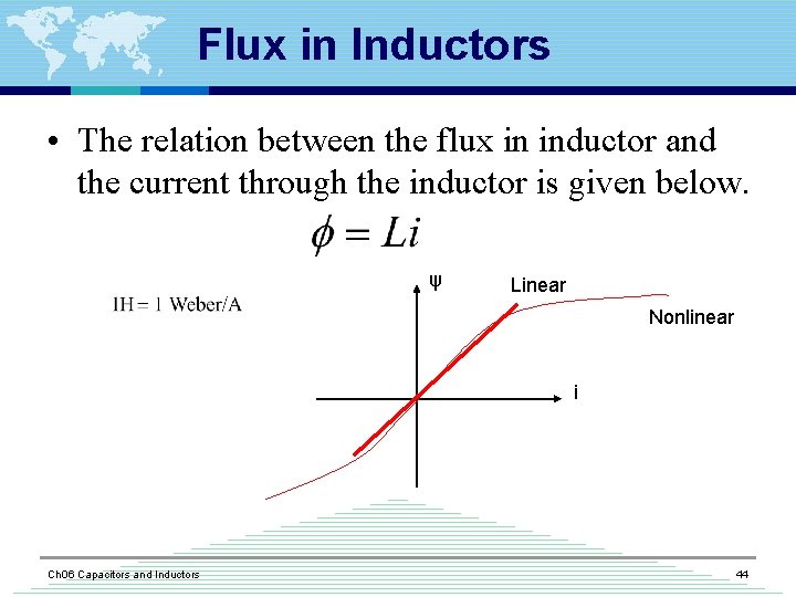 Flux in Inductors • The relation between the flux in inductor and the current