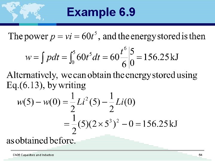 Example 6. 9 Ch 06 Capacitors and Inductors 54 