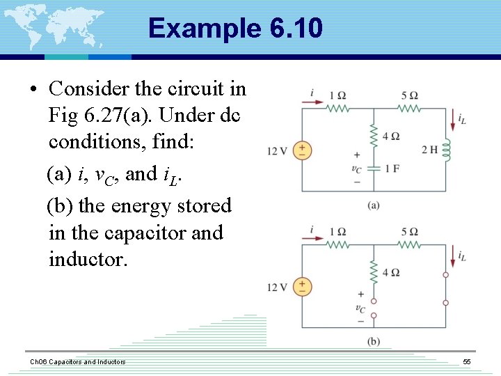 Example 6. 10 • Consider the circuit in Fig 6. 27(a). Under dc conditions,