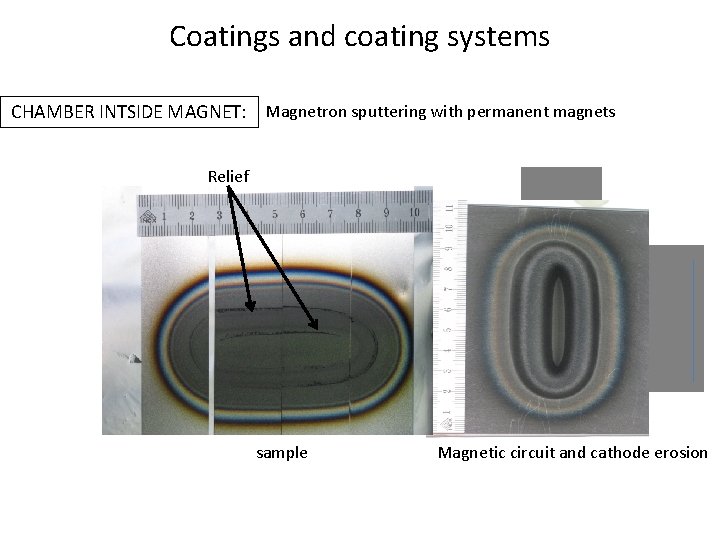 Coatings and coating systems CHAMBER INTSIDE MAGNET: Magnetron sputtering with permanent magnets Relief sample