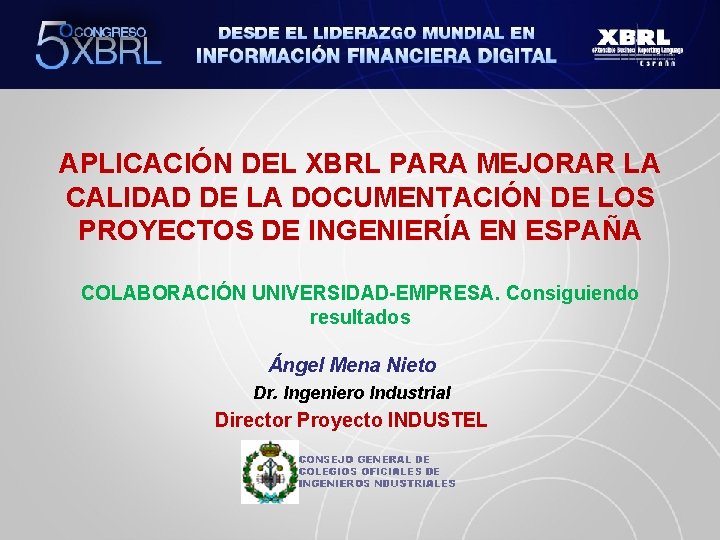 APLICACIÓN DEL XBRL PARA MEJORAR LA CALIDAD DE LA DOCUMENTACIÓN DE LOS PROYECTOS DE