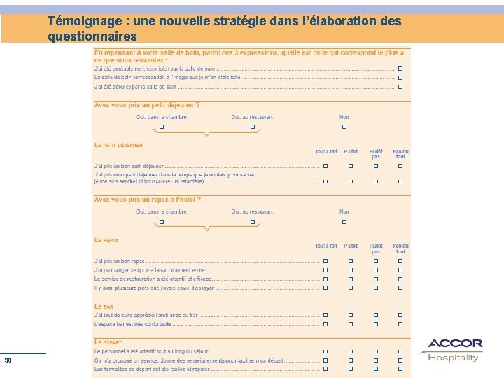 Témoignage : une nouvelle stratégie dans l’élaboration des questionnaires 30 