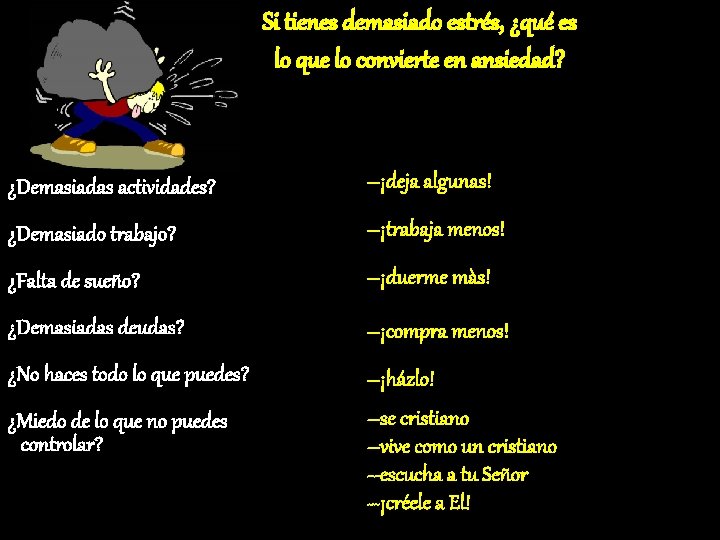 Si tienes demasiado estrés, ¿qué es lo que lo convierte en ansiedad? ¿Demasiadas actividades?