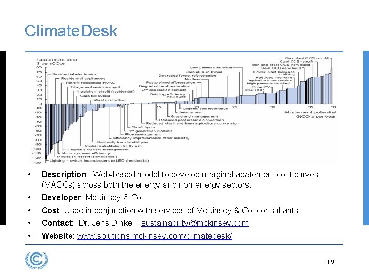 Climate. Desk • Description : Web-based model to develop marginal abatement cost curves (MACCs)