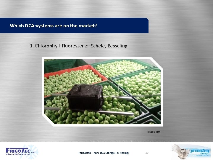Which DCA-systems are on the market? 1. Chlorophyll-Fluoreszenz: Schele, Besseling Fruit. Atmo - New