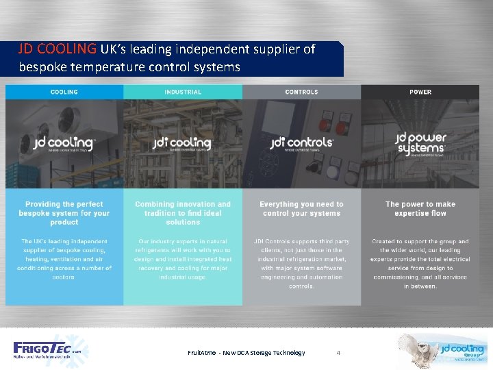 JD COOLING UK‘s leading independent supplier of bespoke temperature control systems Fruit. Atmo -