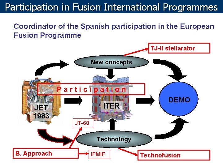 Participation in Fusion International Programmes Coordinator of the Spanish participation in the European Fusion