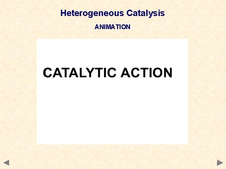 Heterogeneous Catalysis ANIMATION Heterogeneous Catalysis ANIMATION