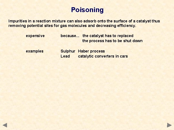Poisoning Impurities in a reaction mixture can also adsorb onto the surface of a Poisoning Impurities in a reaction mixture can also adsorb onto the surface of a