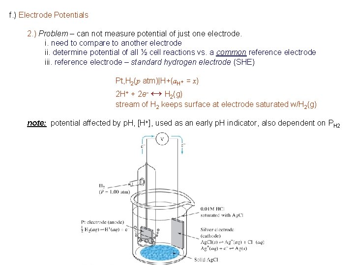 f. ) Electrode Potentials 2. ) Problem – can not measure potential of just