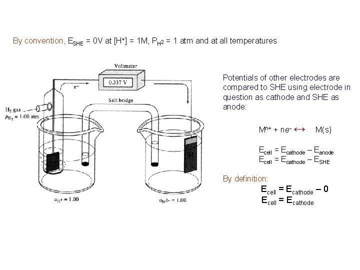 By convention, ESHE = 0 V at [H+] = 1 M, PH 2 =