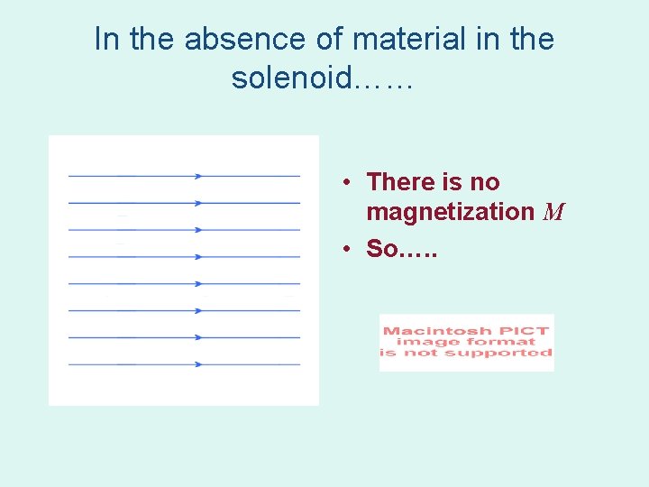 In the absence of material in the solenoid…… • There is no magnetization M In the absence of material in the solenoid…… • There is no magnetization M