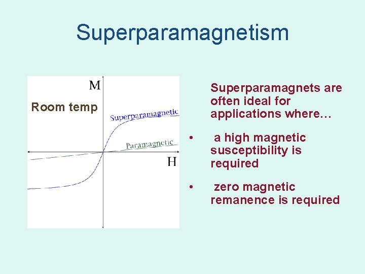 Superparamagnetism Superparamagnets are often ideal for applications where… Room temp • a high magnetic Superparamagnetism Superparamagnets are often ideal for applications where… Room temp • a high magnetic