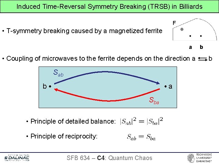 Induced Time-Reversal Symmetry Breaking (TRSB) in Billiards F • T-symmetry breaking caused by a