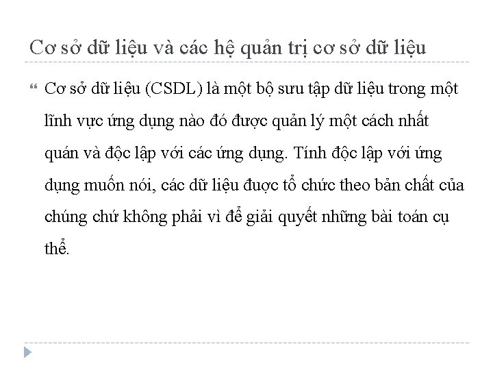 Cơ sở dữ liệu và các hệ quản trị cơ sở dữ liệu Cơ