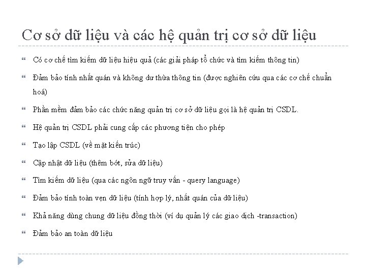 Cơ sở dữ liệu và các hệ quản trị cơ sở dữ liệu Có