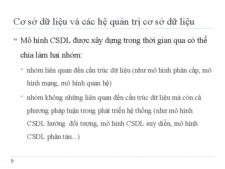 Cơ sở dữ liệu và các hệ quản trị cơ sở dữ liệu Mô
