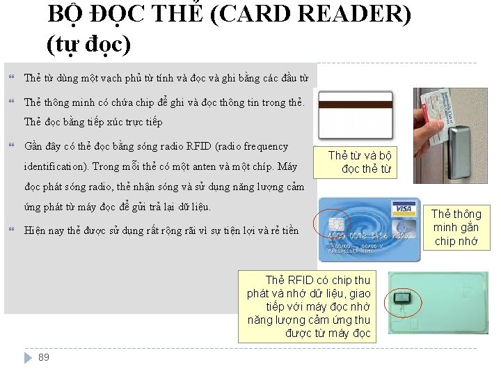 BỘ ĐỌC THẺ (CARD READER) (tự đọc) Thẻ từ dùng một vạch phủ từ