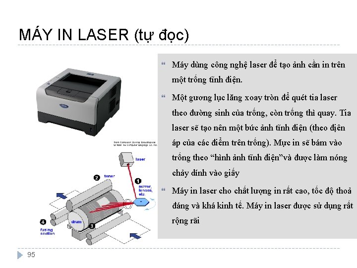MÁY IN LASER (tự đọc) Máy dùng công nghệ laser để tạo ảnh cần