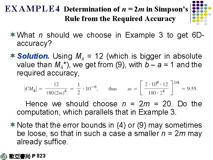 E X A M P L E 4 Determination of n = 2 m