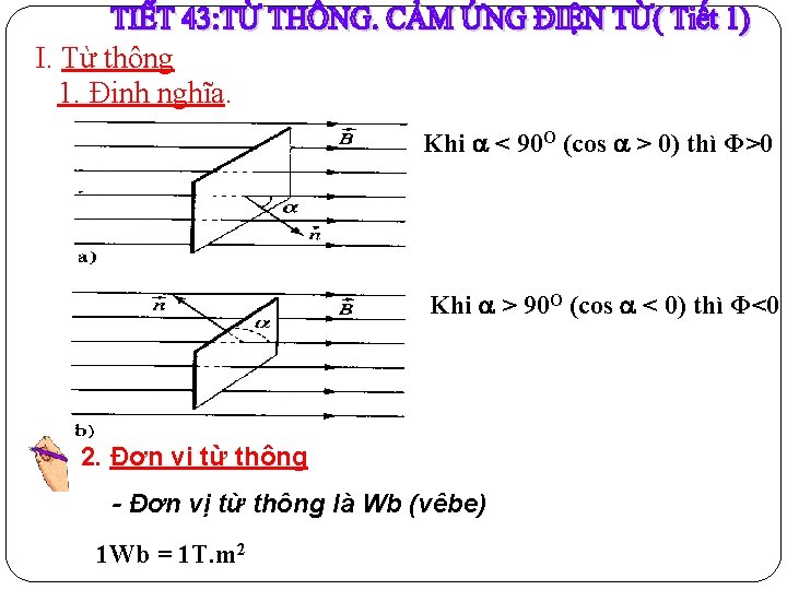 I. Từ thông 1. Định nghĩa. Khi < 90 O (cos > 0) thì