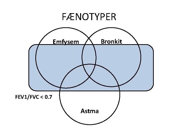 FÆNOTYPER Bronkit Emfysem FEV 1/FVC < 0. 7 Astma 