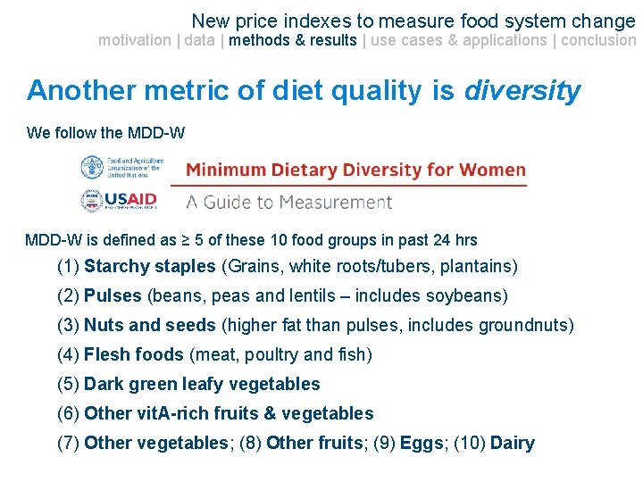 New price indexes to measure food system change motivation | data | methods &