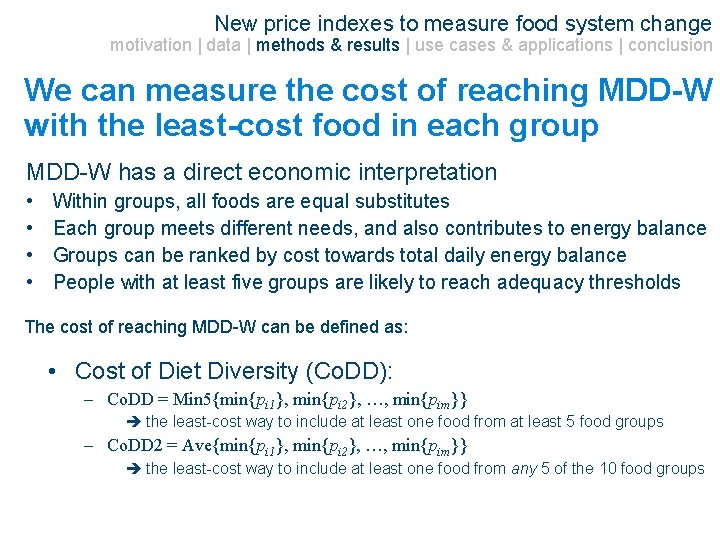 New price indexes to measure food system change motivation | data | methods &