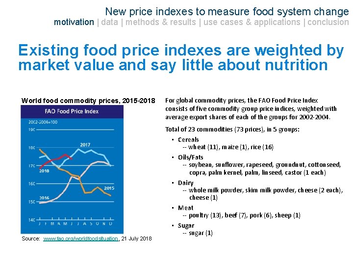 New price indexes to measure food system change motivation | data | methods &