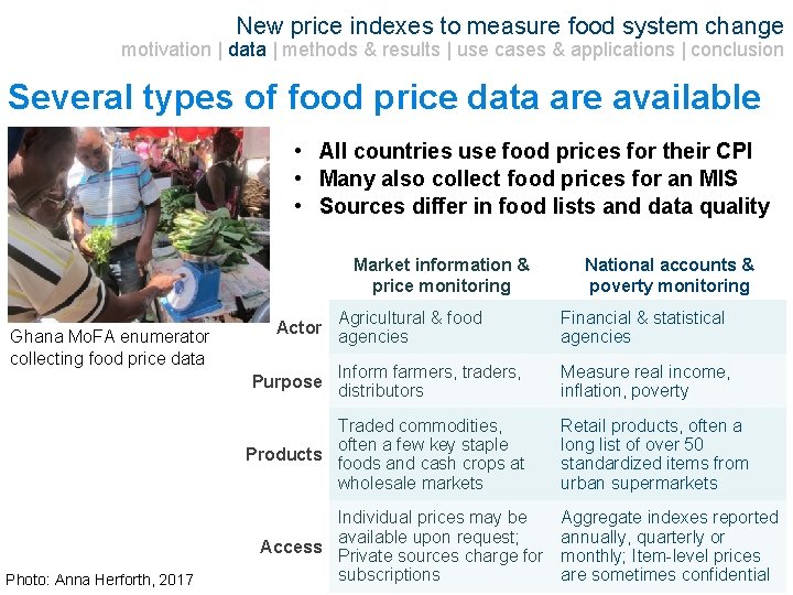 New price indexes to measure food system change motivation | data | methods &