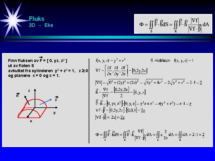 Fluks 3 D - Eks Finn fluksen av F = [ 0, yz, z