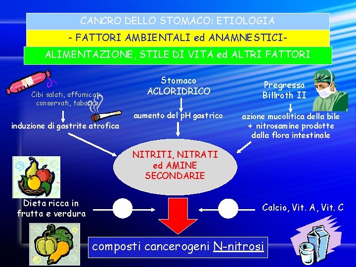 CANCRO DELLO STOMACO: ETIOLOGIA - FATTORI AMBIENTALI ed ANAMNESTICIALIMENTAZIONE, STILE DI VITA ed ALTRI