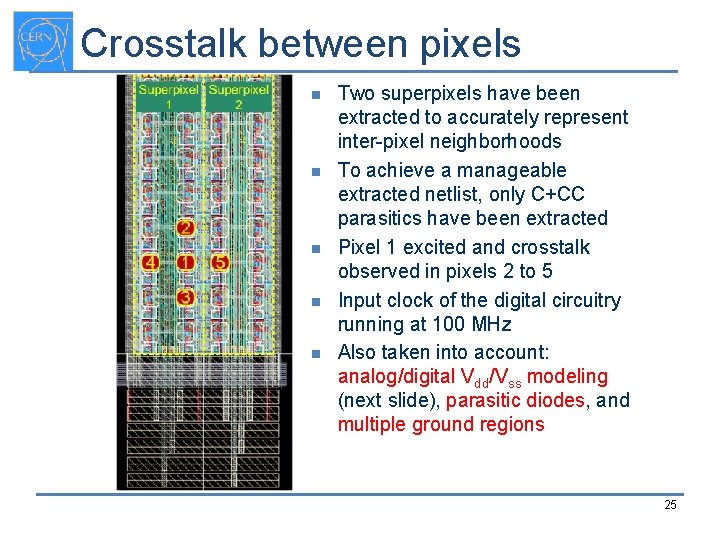 Crosstalk between pixels n n n Two superpixels have been extracted to accurately represent