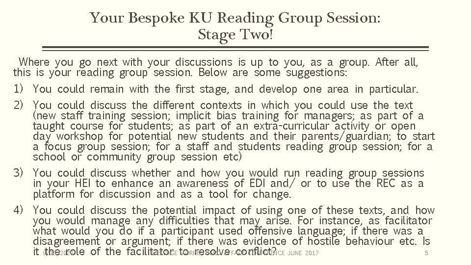 Your Bespoke KU Reading Group Session: Stage Two! Where you go next with your