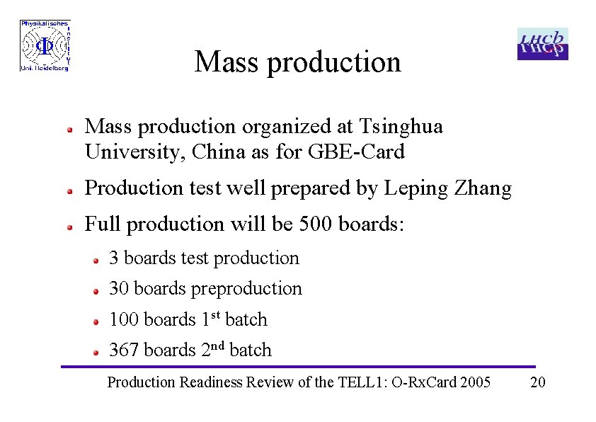 Mass production organized at Tsinghua University, China as for GBE-Card Production test well prepared Mass production organized at Tsinghua University, China as for GBE-Card Production test well prepared