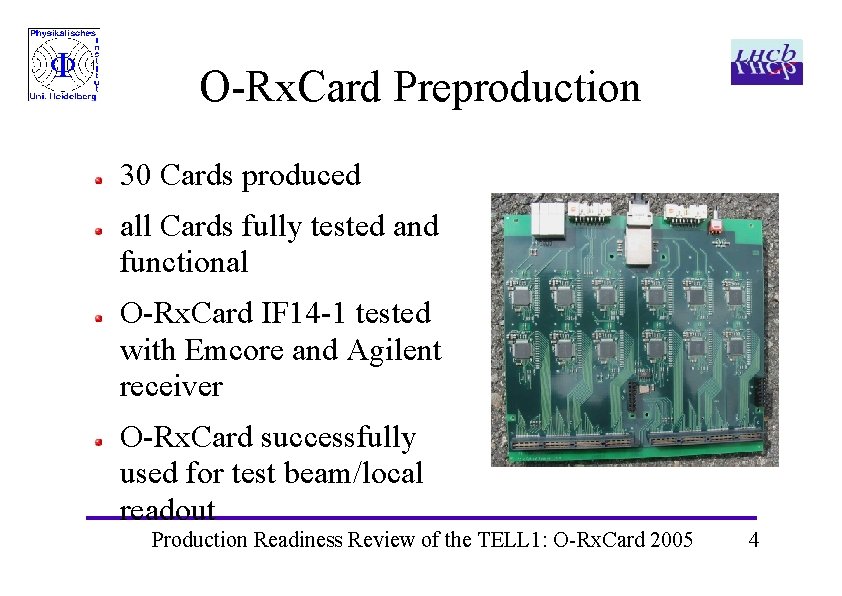 O-Rx. Card Preproduction 30 Cards produced all Cards fully tested and functional O-Rx. Card O-Rx. Card Preproduction 30 Cards produced all Cards fully tested and functional O-Rx. Card