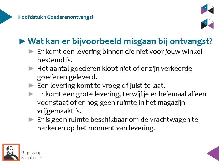 Hoofdstuk 1 Goederenontvangst ► Wat kan er bijvoorbeeld misgaan bij ontvangst? ► Er komt Hoofdstuk 1 Goederenontvangst ► Wat kan er bijvoorbeeld misgaan bij ontvangst? ► Er komt