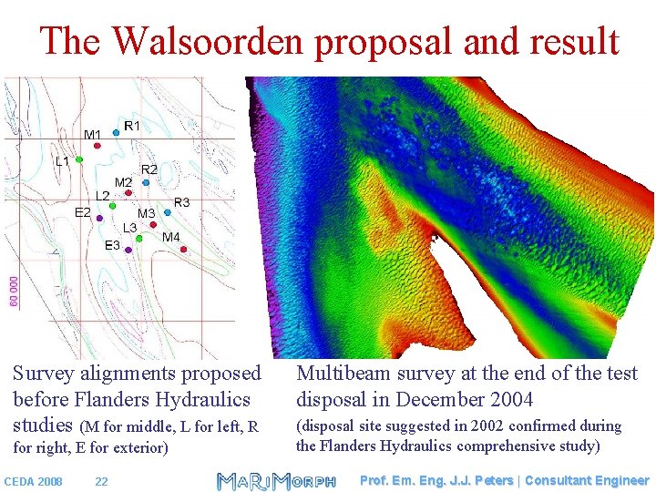 The Walsoorden proposal and result Survey alignments proposed before Flanders Hydraulics studies (M for