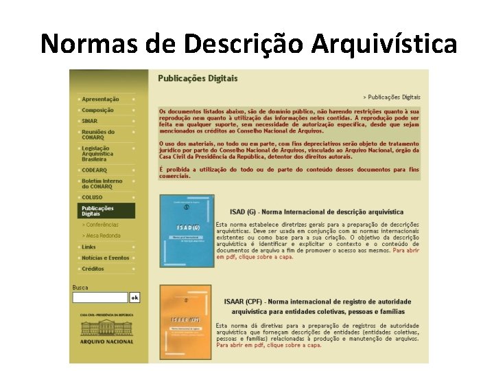 Normas de Descrição Arquivística 