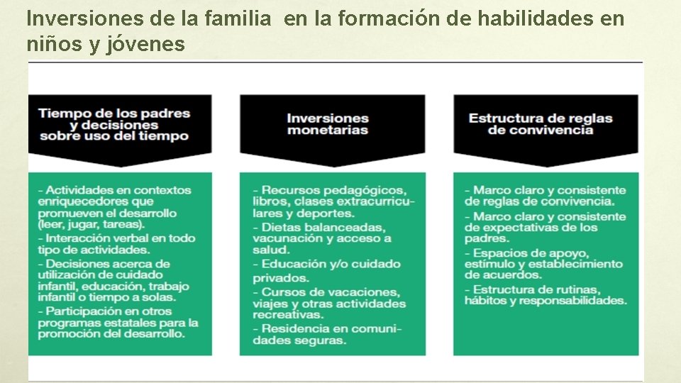 Inversiones de la familia en la formación de habilidades en niños y jóvenes 