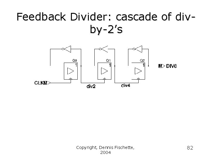 Feedback Divider: cascade of divby-2’s Copyright, Dennis Fischette, 2004 82 