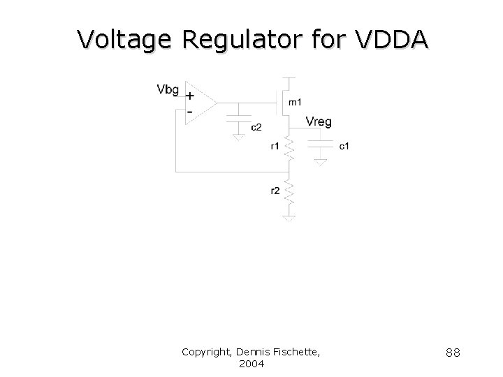 Voltage Regulator for VDDA Copyright, Dennis Fischette, 2004 88 