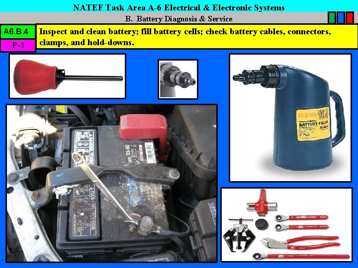 NATEF Task Area A-6 Electrical & Electronic Systems B. Battery Diagnosis & Service A