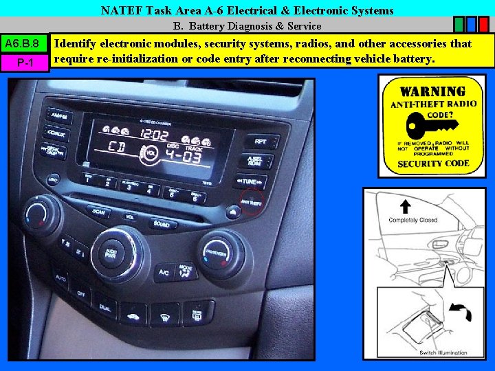NATEF Task Area A-6 Electrical & Electronic Systems B. Battery Diagnosis & Service A