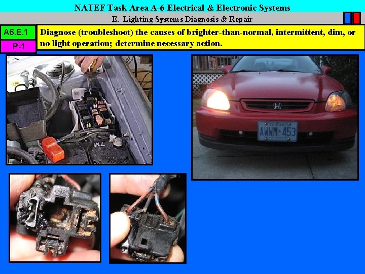 NATEF Task Area A-6 Electrical & Electronic Systems E. Lighting Systems Diagnosis & Repair