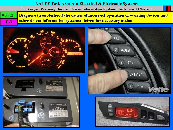 NATEF Task Area A-6 Electrical & Electronic Systems F. Gauges, Warning Devices, Driver Information