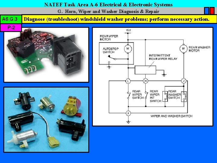 NATEF Task Area A-6 Electrical & Electronic Systems G. Horn, Wiper and Washer Diagnosis